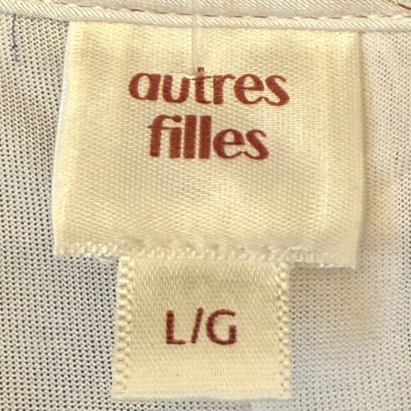 Autres Filles Black & White Floral Blouse w/ Thin Gold Metallic Stripe, Large - Picture 5 of 10